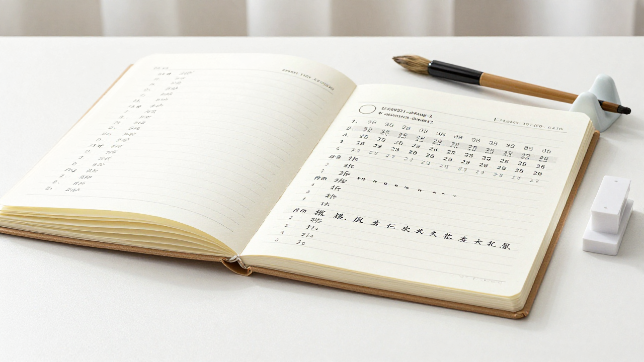 closed notebook and tabs show romanization record keeping