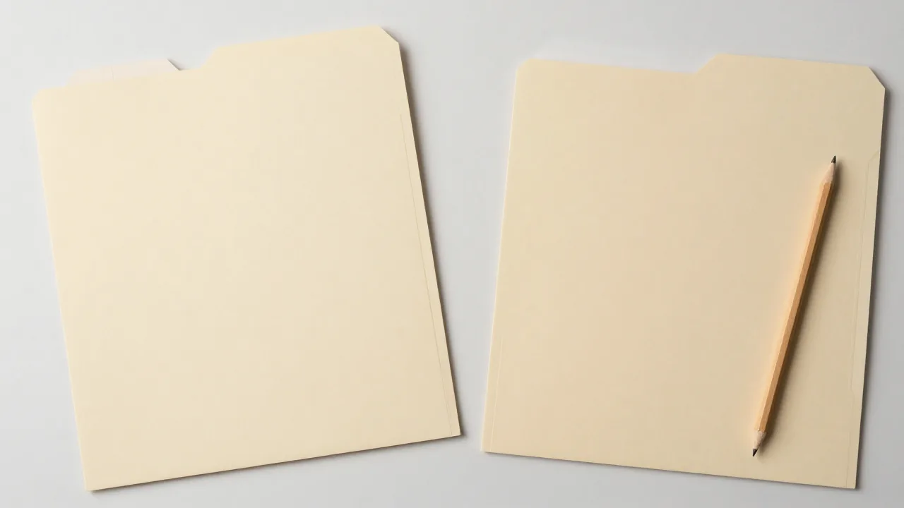 Archival folders and a pencil