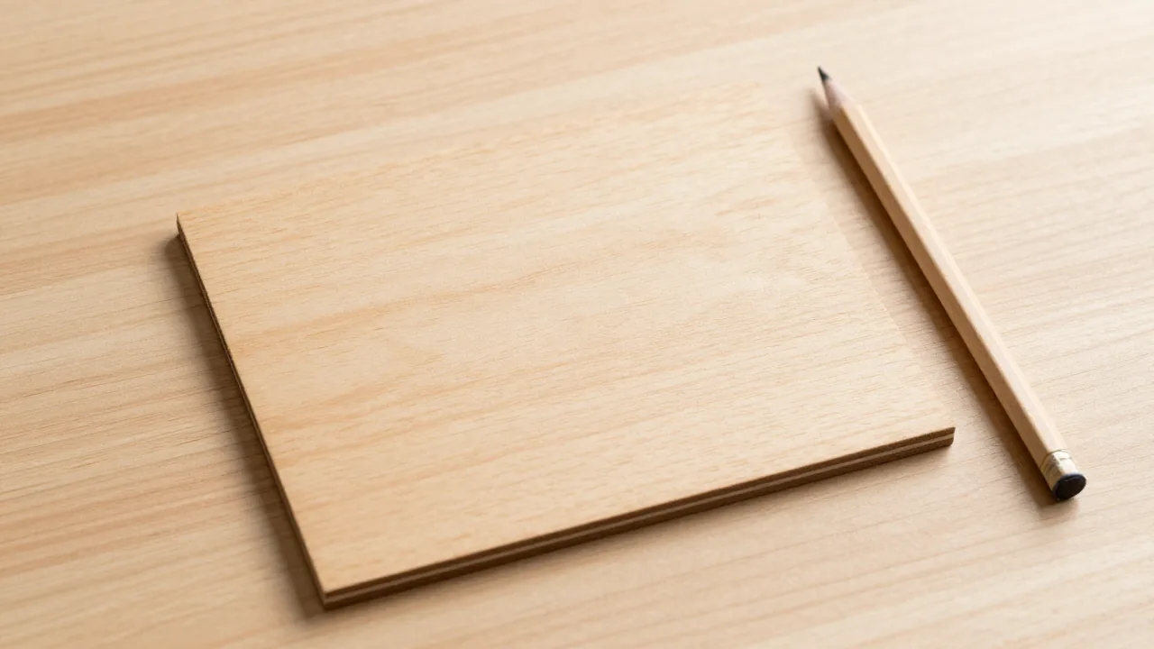 blank wooden tile, map pin, plain pencil