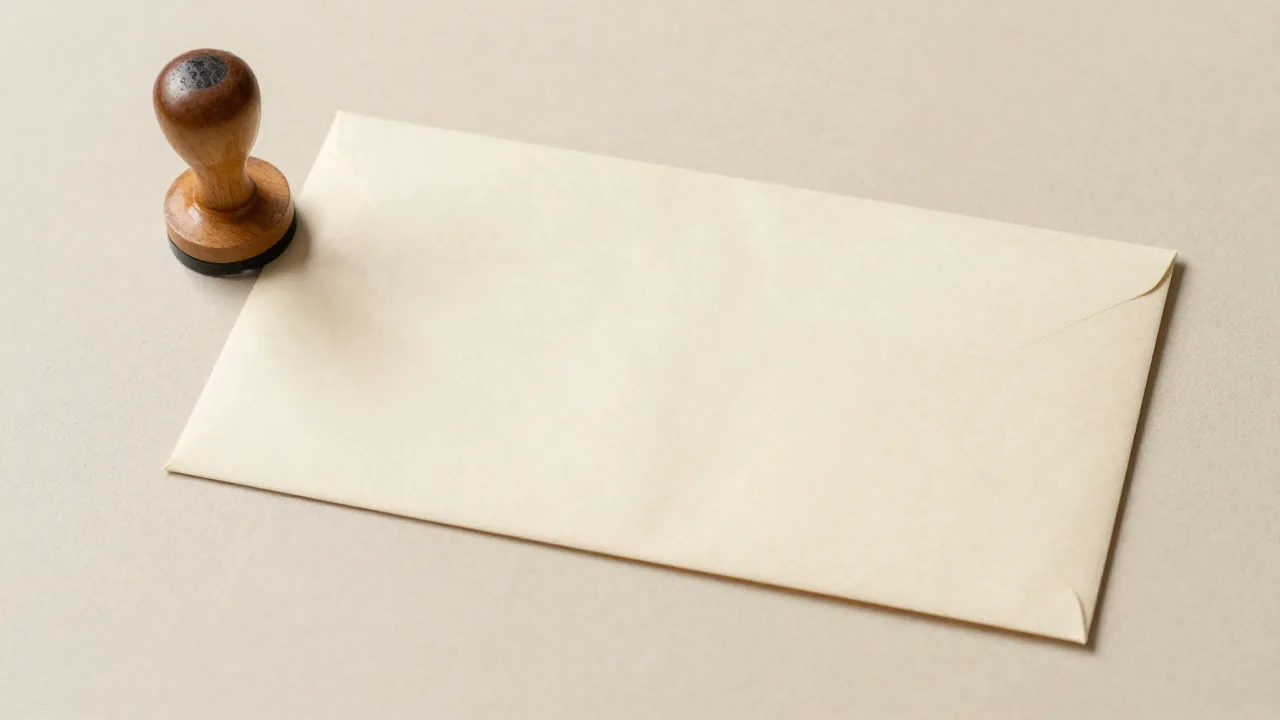 plain wooden seal, archival envelope, photo sleeve
