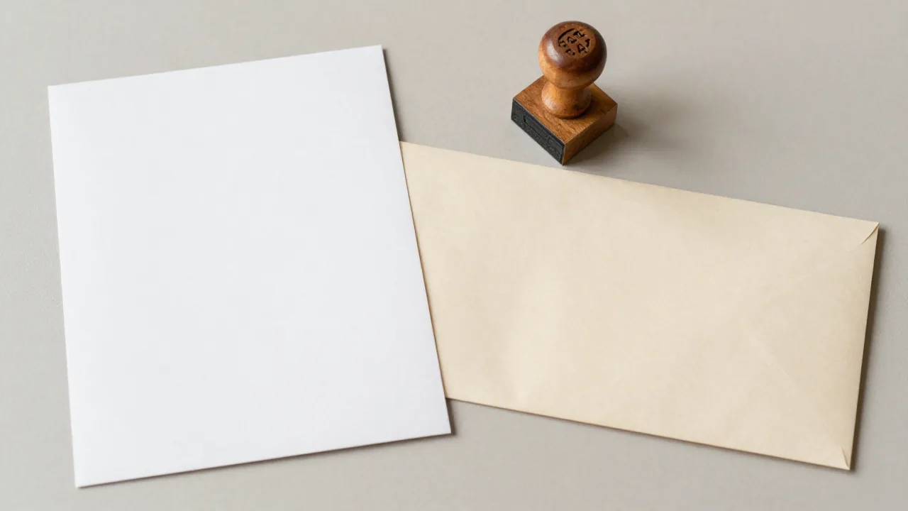 plain family photo sleeve, wooden seal, archival envelope