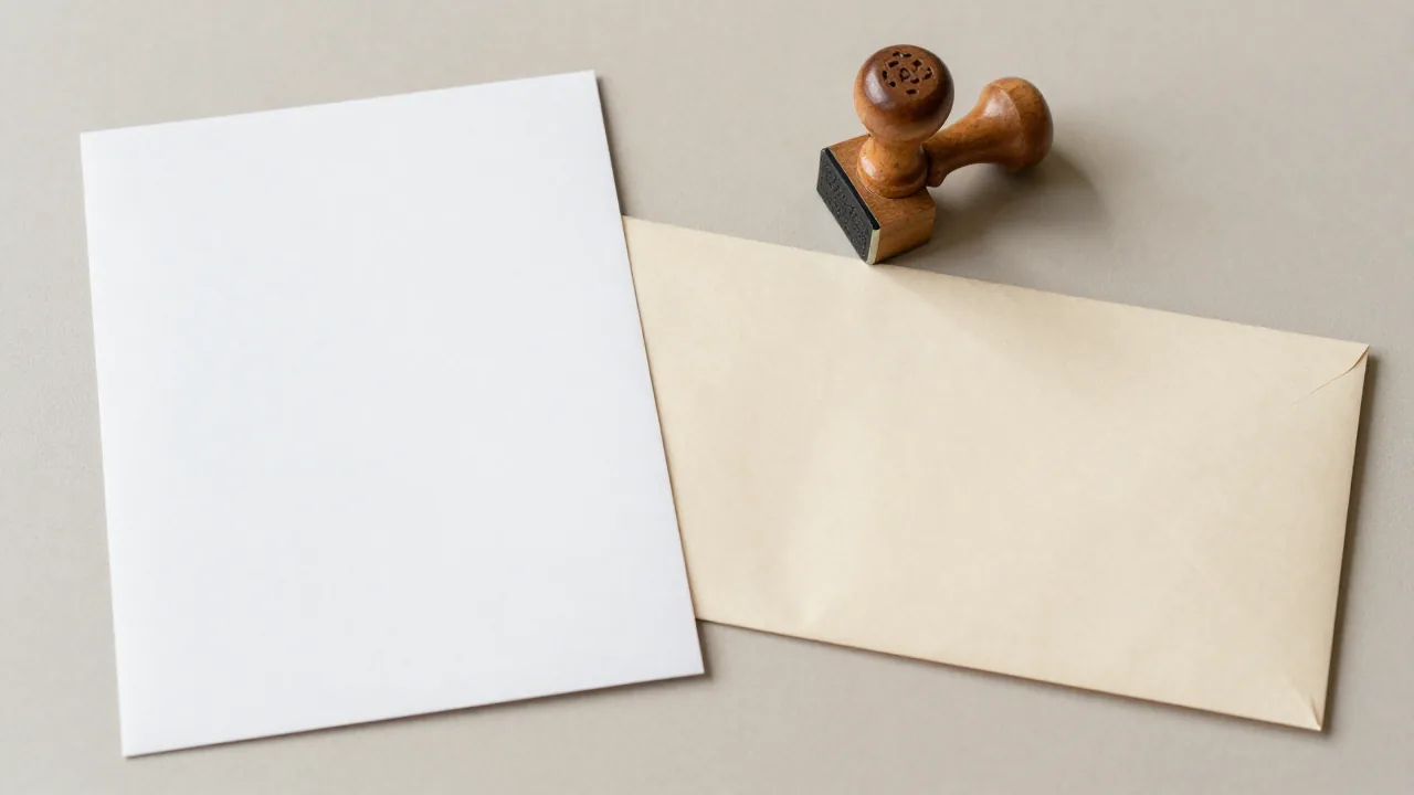 plain family photo sleeve, wooden seal, archival envelope